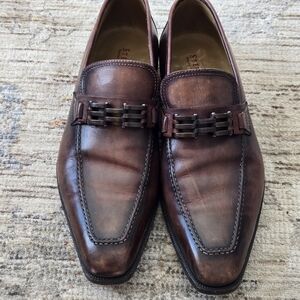 Elegant Brown Leather Men's Slip-On Loafers